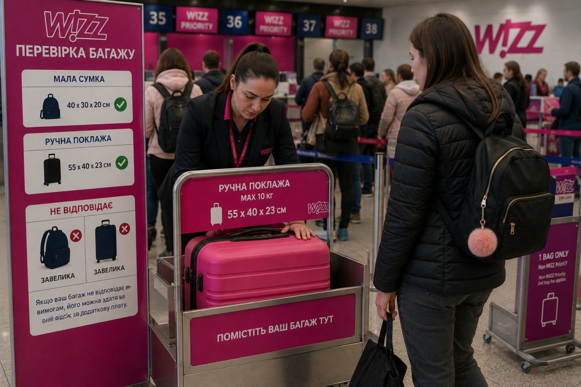 Перевірка багажу Wizzair в аеропорту