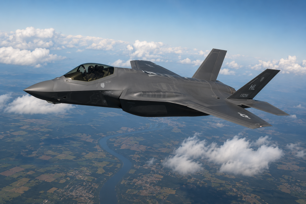 Багатоцільовий винищувач п'ятого покоління F-35 Lightning II летить над хмарами